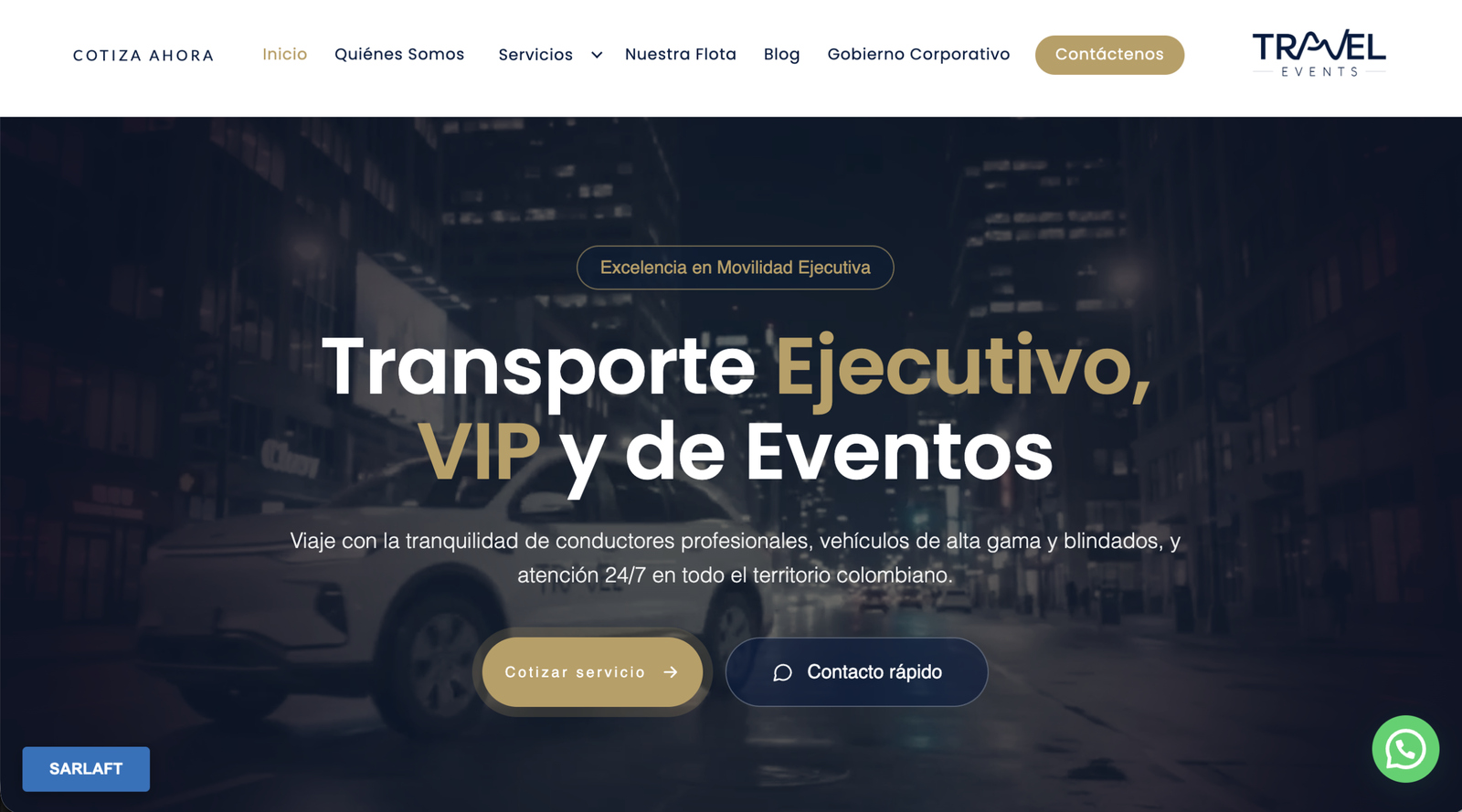 Página web de Travel Events por Bonita Marca