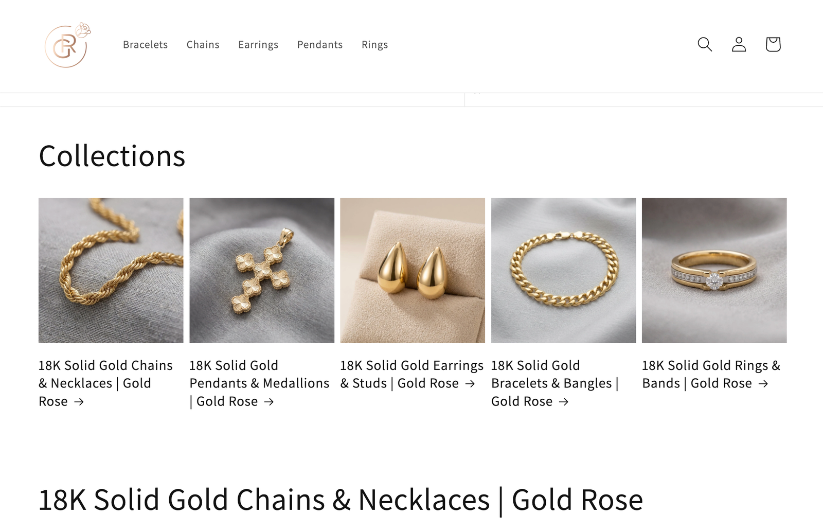 Página web de Gold Rose por Bonita Marca