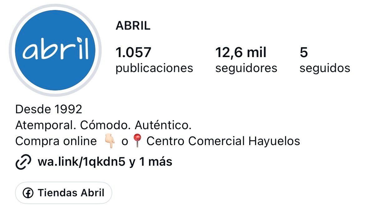 Instagram de Abril gestionado por Bonita Marca