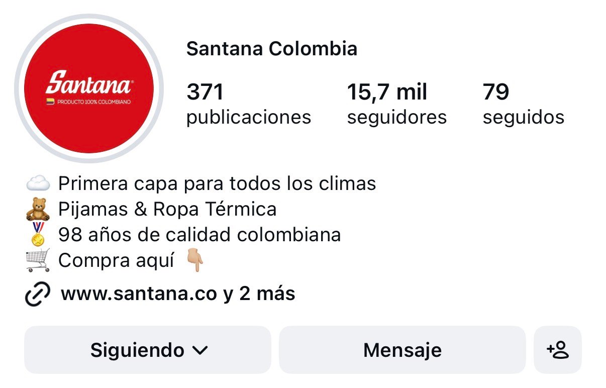 Instagram de Santana gestionado por Bonita Marca