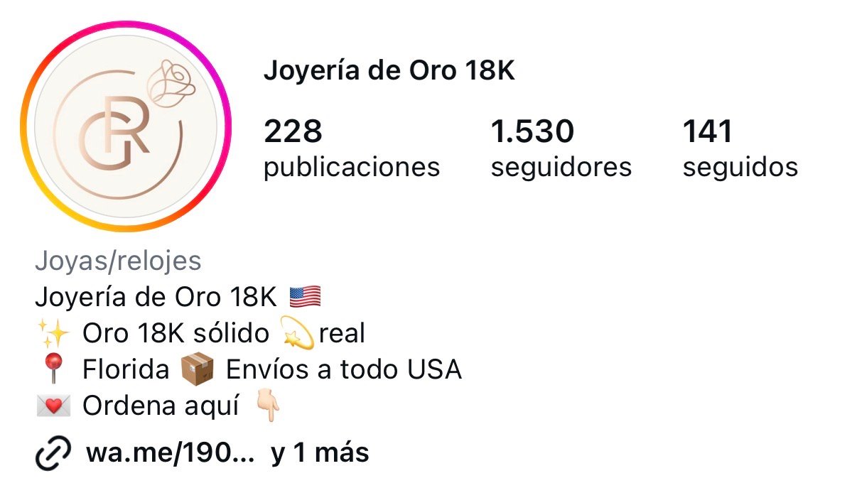 Instagram de Gold Rose gestionado por Bonita Marca